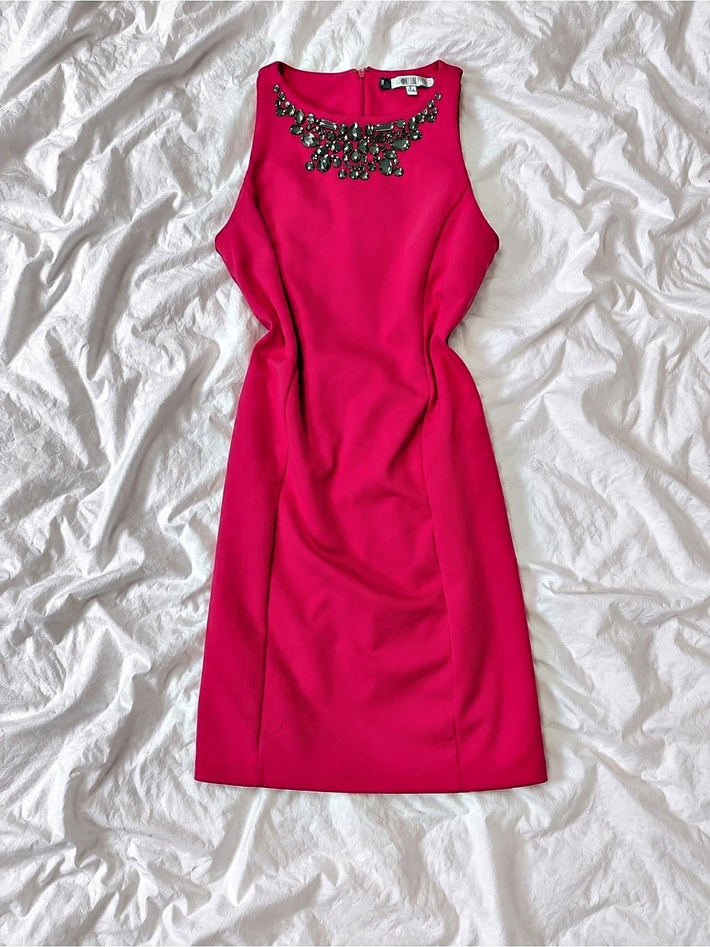 Jennifer Lopez Beaded Neckline Mini Dress in Pink Size 2